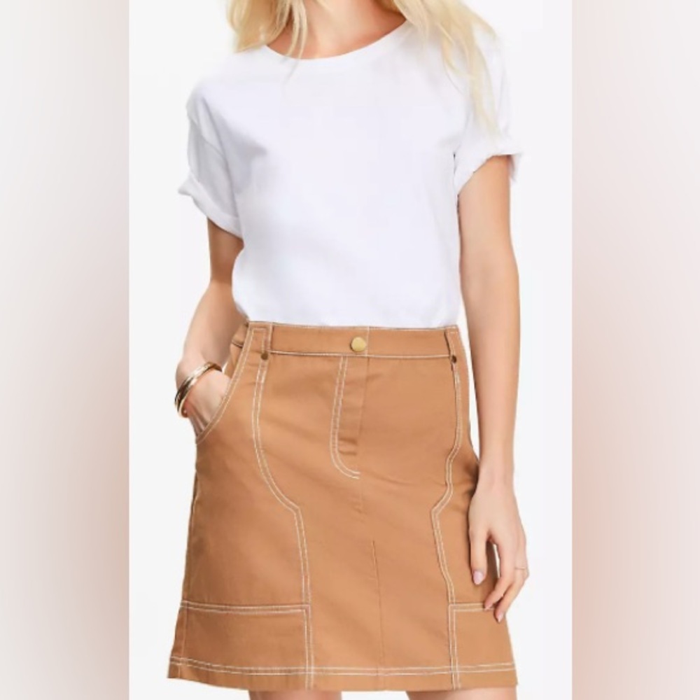Loft Dress -Tan & White Mixed Media Mini Dress/Size 8